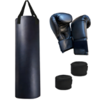 Rutns Synthetic Leather Punching Bag- Filled Heavy Bag (48 inches Filled+Boxing Glove(Black)) (4 Feet, Filled Punching Bag & Boxing Glove)